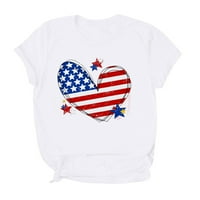 B91XZ Ženske košulje Trendy Žene Velika nezavisnost Tiskana majica Okrugli vrat Majica Labavi kratki