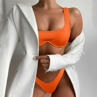 Žene dvije kupaće kostime od pune boje Split Strip čelični kupaći kostimi za kupaći kostim kupaćim kostima