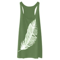 Wendunide T majice za žene Žensko ljetno perje Print Long Vest Modne dame Vrhunska prsluka L-u obliku zelenog xxxxl