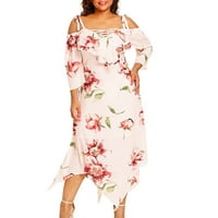Kiplyki Jesen ponude ženske haljine s ramena plus veličina čipka u up maxi fločna cvjetna haljina za ispis