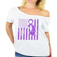 Neugodni stilovi Ženska svijest o raku Grafičko isključeno Na vrhu ramena Majica Purple Ribbon