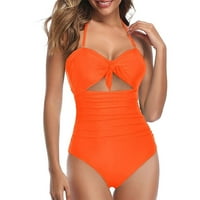 VEDOLAY kupaći kostim žene plus veličina Jedan kupaći kostim prednji kostim za žene ženski kupaći kostimi cvjetni print kupaći odijelo, narandžasta l