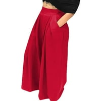 Ženske hlače široke noge, ležerne pune boje visokog struka labave hlače ženske pantalone sa džepovima
