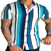 REJLUN MENS Striped majica Havajska blok boja Blouze svakodnevno trošenje casual gumba down TEE boja