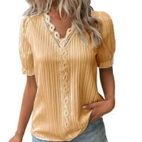 Žene Cressy Casual Solid bluza V izrez Majice kratkih rukava plus veličina klasična FIT Ljetni elegantni