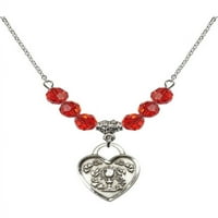 Rodijumska ogrlica sa crvenim srpnim mjesecom rođenja Kamene perle i zajednički šarm srca