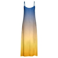 Ženske ljetne haljine gradijent boje print scoop vrat plaža maxi haljina