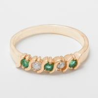 Britanci napravio je 10k Rose Gold Natural Emerald & Diamond Womens Vječni prsten - Opcije veličine