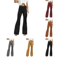Žene Solidne boje modne kolubojske hlače visoke struke rastezanje pantalona