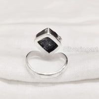 Blue Sapphire prsten, grubi plavi sapphire prsten, rujan rodni kamen, V Crown Ring, Sterling srebrna,