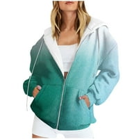 Dukseri Knosfe za žene Loose s kapuljačom plus veličina Jesen Zip Up zimske jakne Dugi rukav Y2K džemper