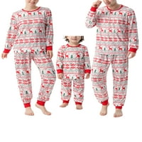 Huakaishijie Božićna porodica Podudaranje pidžama s dugim rukavima CATCLE ELK Print TOPS + Elastična