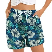 Puawkoer ženske ležerne kratke hlače Ljeto udobno plaže kratke hlače elastični struk cvjetni tisak sa