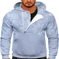 Glonme muški pulover Xmas dukseri Snowflake Print Christmas Dukseri Sport sa džepom Duks Slim Fit s