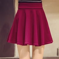 Qolati Ženske kratke suknje s visokim strukom, pune boje pletena plašt klizača mini suknja Trendi Istegnite