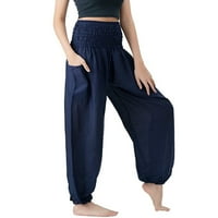 Cathalem joga hlače niski struk Comfy hipi hlače boho joga boho ženske labave hlače pidžama pidžama ženske joge hlače veličine velike hlače mornaricu