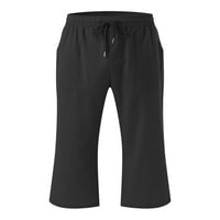 Dame Capri hlače Čvrste pantalone u boji Visoki struk Pant Ležerne prilike za odmor Crna l