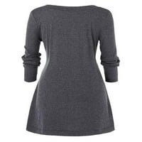 Beiwei Dame Labavi džemper s dugim rukavima Čvrsta boja pletenje Jumper vrhovi za žene plus veličine