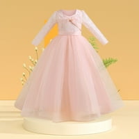Ketyyh-Chn Baby Girl Odjeća Djevojke Jesenska haljina Dugi rukavi Cvijeće tiskana haljina ružičasta,