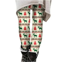 Božićne tajice za žene visoki struk casual topli mekani Xmas Print Slim Fit vanjski sportski joga hlače