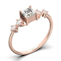 Minimalistički prsten 0. Carat Princess Cut Diamond Moissite zaručnički prsten, dainty vjenčani prsten u 10K čvrstih ruža zlata, poklon za nju, obećavaju prsten