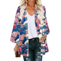 Zodggu Womens Chiffon Cover up casual bluza vrhovi za trendy plažu labavo patriotsku blubu dame dame