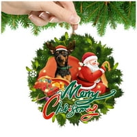 Božićni ukrasi Soba dekor pas i djeluje Claus Božićni ukrasi Slatki drveni poklon ukrasi Pas Print Božićni