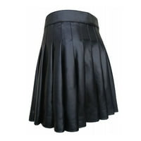 LoyisVidion muns hlače čišćenje muške škotske suknje za odmor muške pankerske kožne nagnute suknje crna
