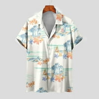 Muški casual havajske majice Veliki i visoki gumb s kratkim rukavima dolje na plaži na plažima vrhova labavih fit tropskih cvjetnih majica