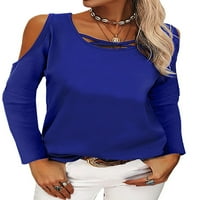 Glonme ženski modalni tunički bluza s dugim rukavima, labav loungeweb majica sa ramenim radom TEE pulover