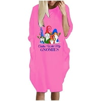 Maxi haljina za žene moda modna ženska zima plus veličine labavog džepa božićna haljina ružičasta