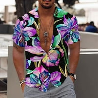Ljetni trendi čišćenje Muška košulja Muška havajska majica Zabava s kratkim rukavima Majica za rušenje Tropical Holiday Majica na plaži Purple XXL