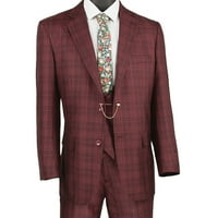 Luksuzan muški 3-komadni trenični tren uzorak, blazer, prsluk i hlače sa parovima čarapa - Burgundija 40r