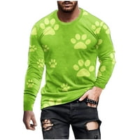 Honeeladyy muške vrhove dugih rukava, muškarci casual okrugli vrat dugih rukava pulover šape 3D tiskana majica