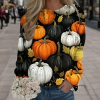 Štedne ženske ležerne Halloween tiskane košulje Trendy dugih rukava grafički dukseri Grafički duks labavi