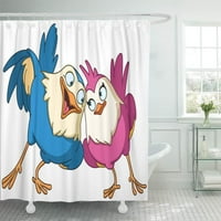 Smiješan bijeli crtani par draga ptica slatka vjenčana kupaonica za kupatilo za kupanje zavjesa za tuširanje