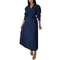 Koaiezne womne casual haljina ženska čvrsto duga rukava visoka rukava modna ležerna haljina za žene