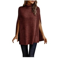 Vivianyo HD džemperi za žene Clearence Plus size Ženske modne dugih rukava posada izrez labavi puni u boji pleteni bljesak vina