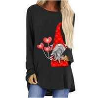 Ženska dukserica zaljubljenost Duks etničkog stila, ženska ležerna duksela za valentinovo duge rukav zimski pad vrhova ugodnih pulover košulje s dukserom za pulover Tee bluza je crna xl