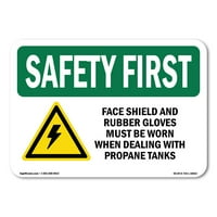 Sigurnost Prvi znak - štit za lice i gumene rukavice sa simbolom