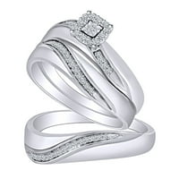 CTTW okrugli bijeli prirodni dijamant za brisanje za brisanje vjenčani prsten 14k bijelo zlato preko srebra sterlinga