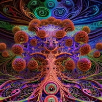 Rainbow Forest - Psihodelično stablo platno Zidna umjetnost