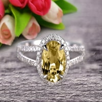 2. Cartat 8x ovalni rez Champagne Diamond Moissite Angažman prsten za vjenčani prsten na 10k bijelo zlato Split Slip bok za slaganje sjajnog poklona za stajališta prstena
