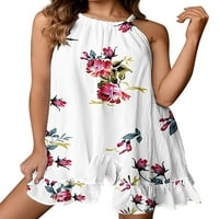 Bomotoo dame majica haljina od pune boje kratke mini haljine cvjetni print sunčat-plaži br. Boja 3xl