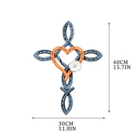 Atural Horsehsoe Cross sa srčanim metalnim zidom Art Horseshoe Cross Outdoor Patio Početna Dekorkome,