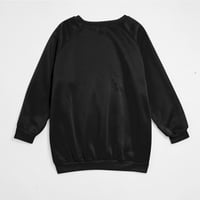 Dukseri za žene Zimski vrhovi Novogodišnja ispis bluza s dugim rukavima Lagana posada Ležerna bluza Sretan pulover crni