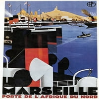 Parni brod, C1920. N'marseille - Porte de l'afrique due Nord. ' Litografija, C1920. Poster Print by