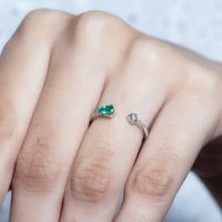 CT Pear Cut Emerald i Diamond Open Manžetni prsten za žene, Sterling Silver, US 3,00