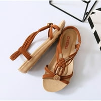 Sandale za homedle za žene - ravan otvoreni prsti ležeran udoban poklon za žene ljetne pletenice smeđu