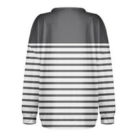 Dukseri za ženske jesenje i zimskog okruglog vrata za zatvaranje dugme za zatvaranje labavog ležernog pulover dugih rukava Top Grey M